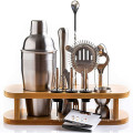 Amazon hot selling Cocktail Shaker Set with Bamboo Stand - 12 Piece Bar Shaker Set Perfect for Home - Cocktail Kit for bar